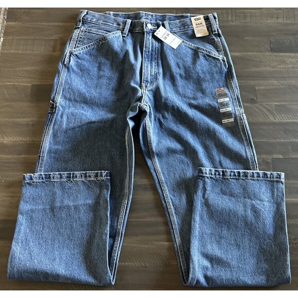 Levis 568 Stay Loose Straight Carpenter Blue Jeans Workwear Jeans Men's 34X34 - Picture 3 of 10